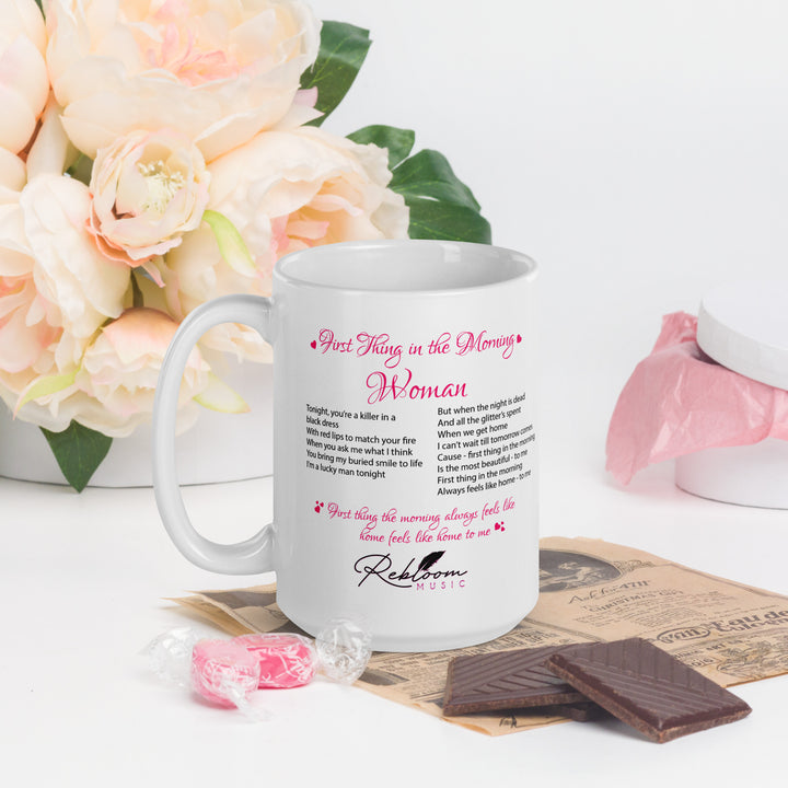 Rebloom Music - 'First Thing In The Morning' White glossy mug