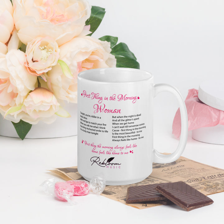 Rebloom Music - 'First Thing In The Morning' White glossy mug
