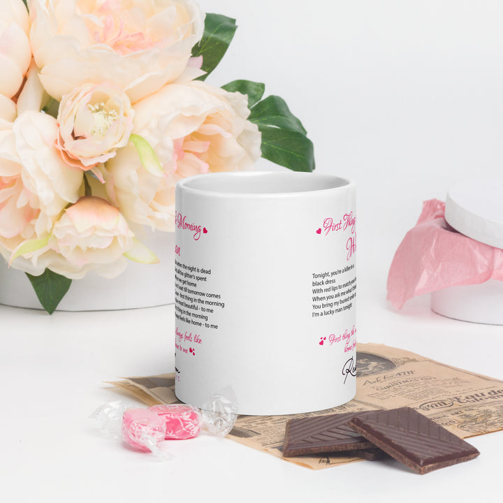 Rebloom Music - 'First Thing In The Morning' White glossy mug