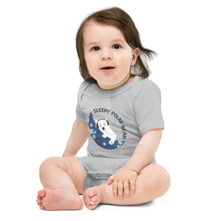 Sleepy Polar Bear - Baby short sleeve one piece (Blue Moon)
