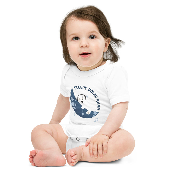 Sleepy Polar Bear - Baby short sleeve one piece (Blue Moon)