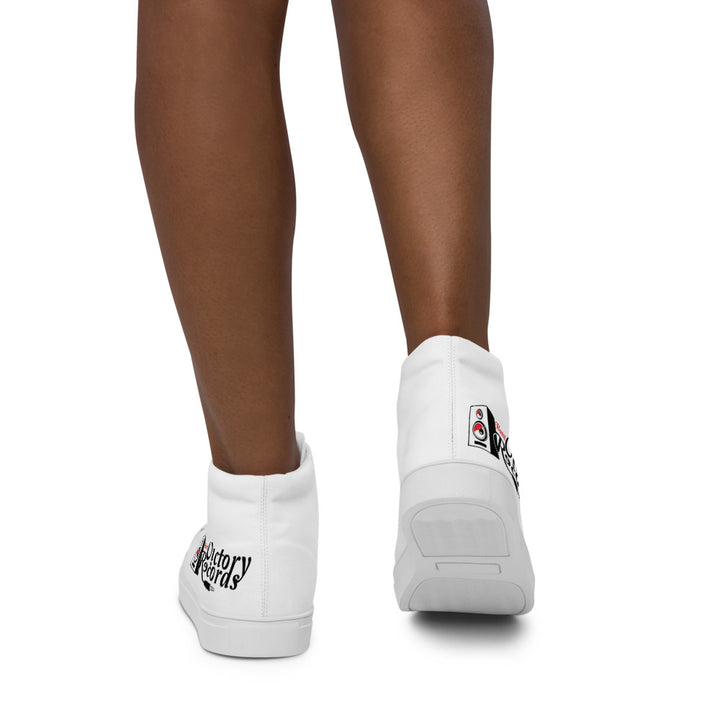 Battl Victory Records - Women’s high top canvas shoes (white)