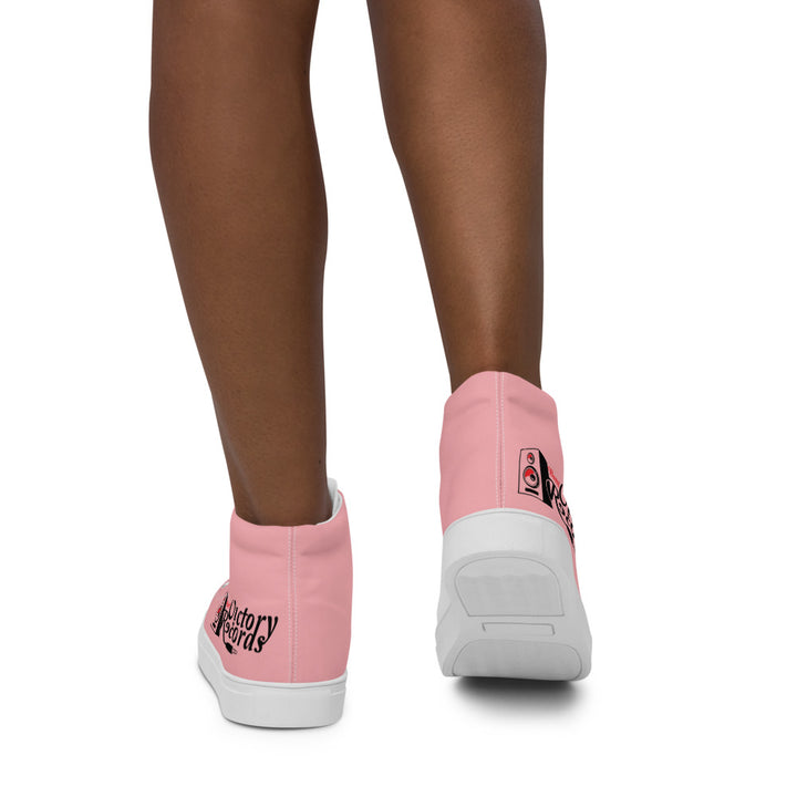 Battl Victory Records - Women’s high top canvas shoes (light pink)