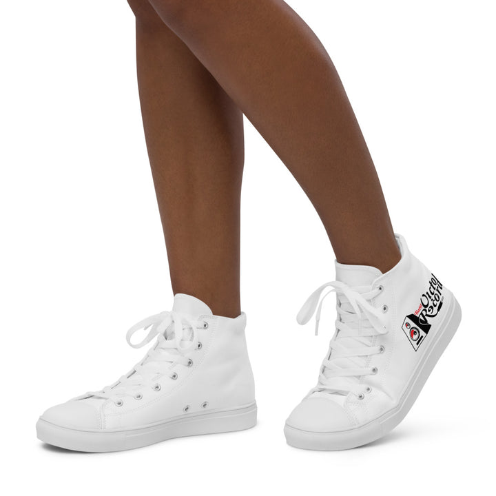 Battl Victory Records - Women’s high top canvas shoes (white)