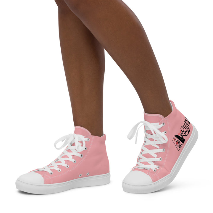 Battl Victory Records - Women’s high top canvas shoes (light pink)