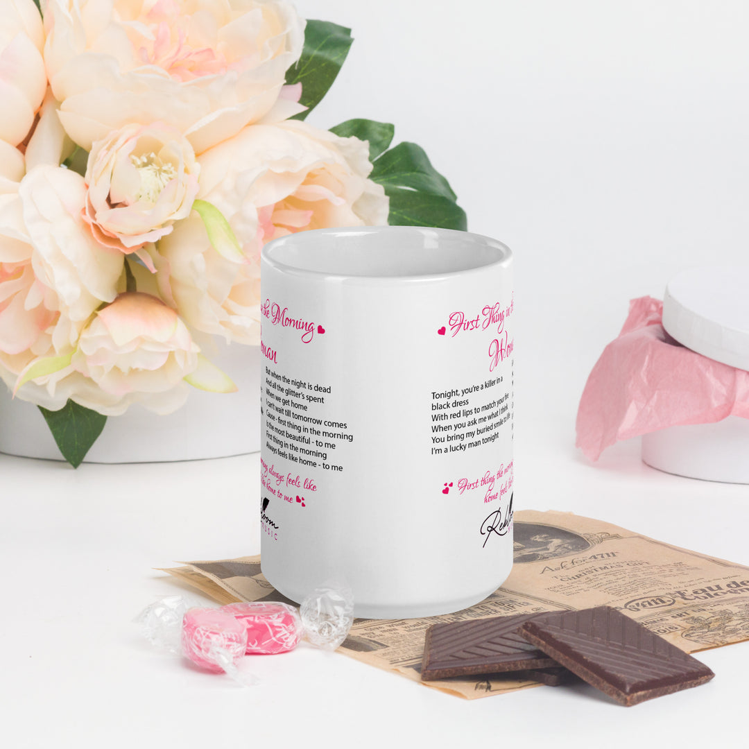 Rebloom Music - 'First Thing In The Morning' White glossy mug
